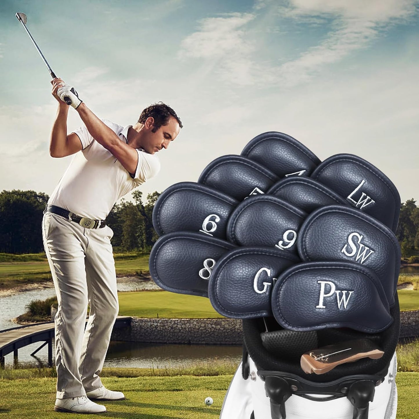 Craftsman Golf Magnetic Iron Headcovers Protective Cover with Large No. Available for Customize Name