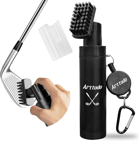 Golf Club Brush Cleaner with Clip, Easy Cleaning with Nylon Bristle, Holds 5 Ounces, Durable and Portable Golf Accessories Keeping Your Golf Clubs Clean