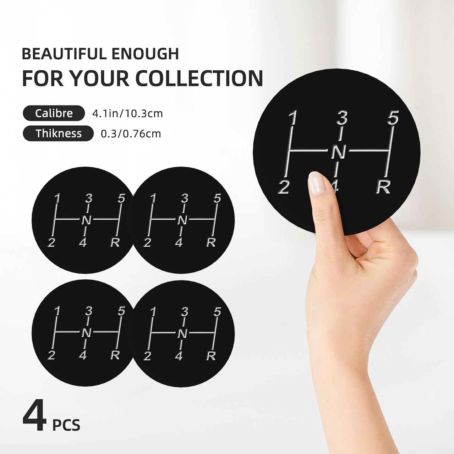 Racing Car Coasters for Drinks Set of 4, Absorbent Ceramic Drink Coasters for Coffee Table Wooden Table Cup Bar, 4 Inches