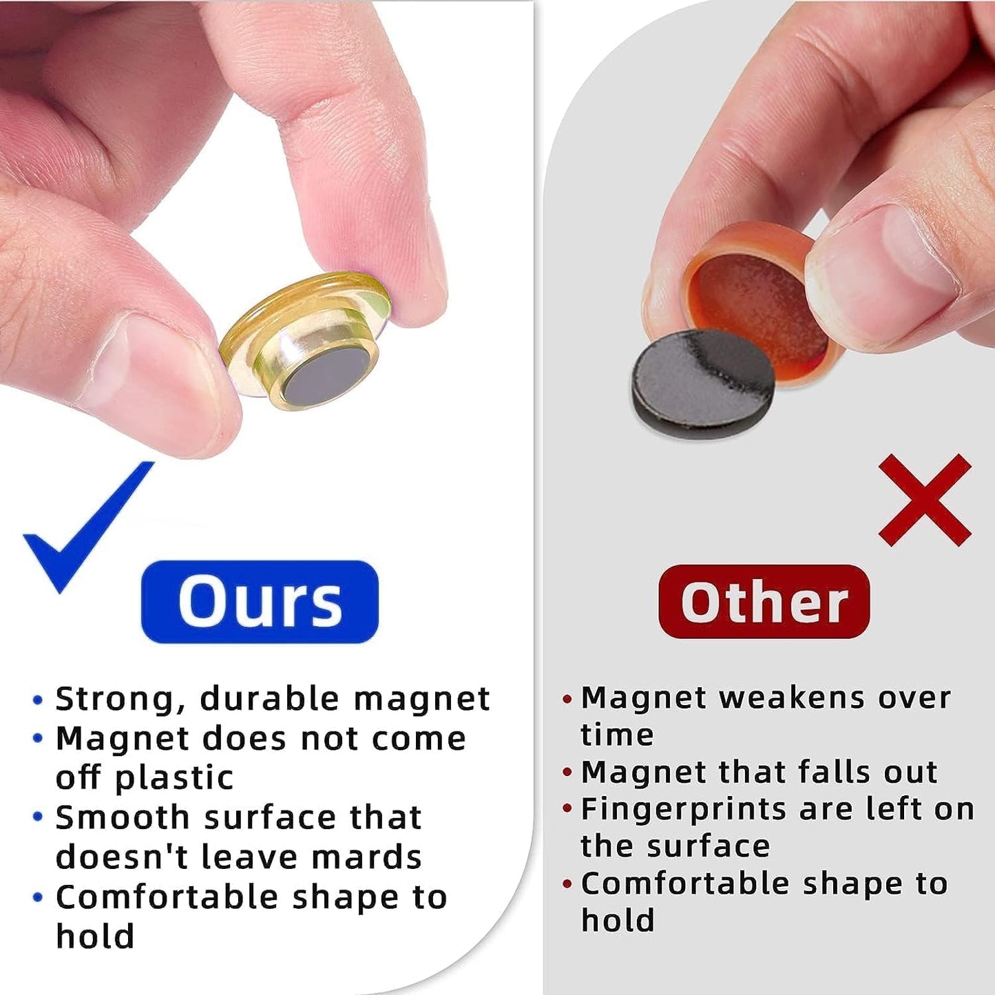 Qualsen Magnets for Whiteboard 50 Pcs, Round Fridge Magnets for Dry Board Decorative, Teacher Supplies for School, Classroom, Home, Office, Locker (5 Colors)