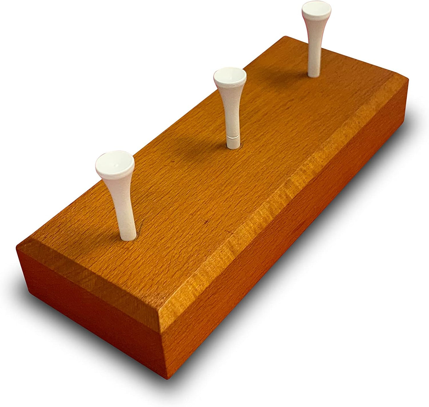Golf Ball Display Stand | Holds 3 Balls | Solid Wood | 3 Tees Included