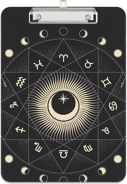 Rimilak Plastic Clipboards with Metal Clip, A4 Letter Size 9 x 12.5 in, Office Decorative for Students Women Men and Kids, Cute Custom Pattern, Constellation