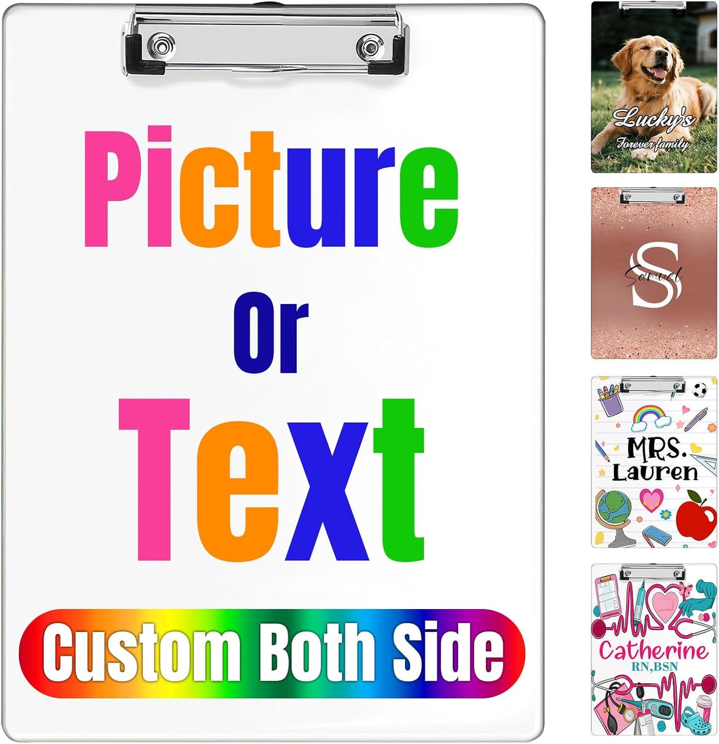 Personalized Acrylic Clipboard with Name Photo Logo Custom Clipboard for Kids Women Men Custom Back to School Teacher Nurse Gift for Teachers Nurses Classroom Office