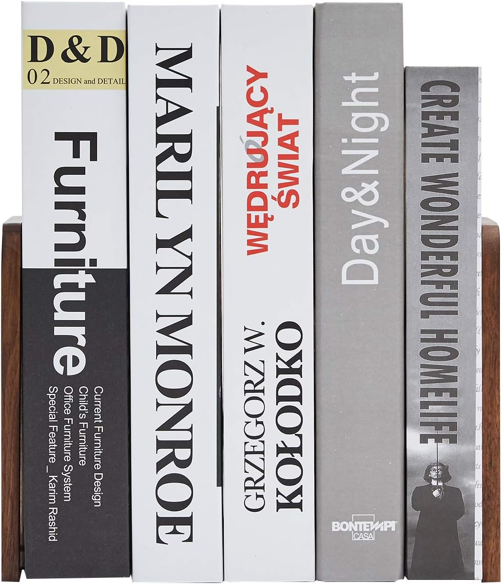 Pandapark Wood Bookends,Non-Skid Bookend for Shelves,Heavy Duty Bookends,Book Stand for Books/CDs,1 Pair