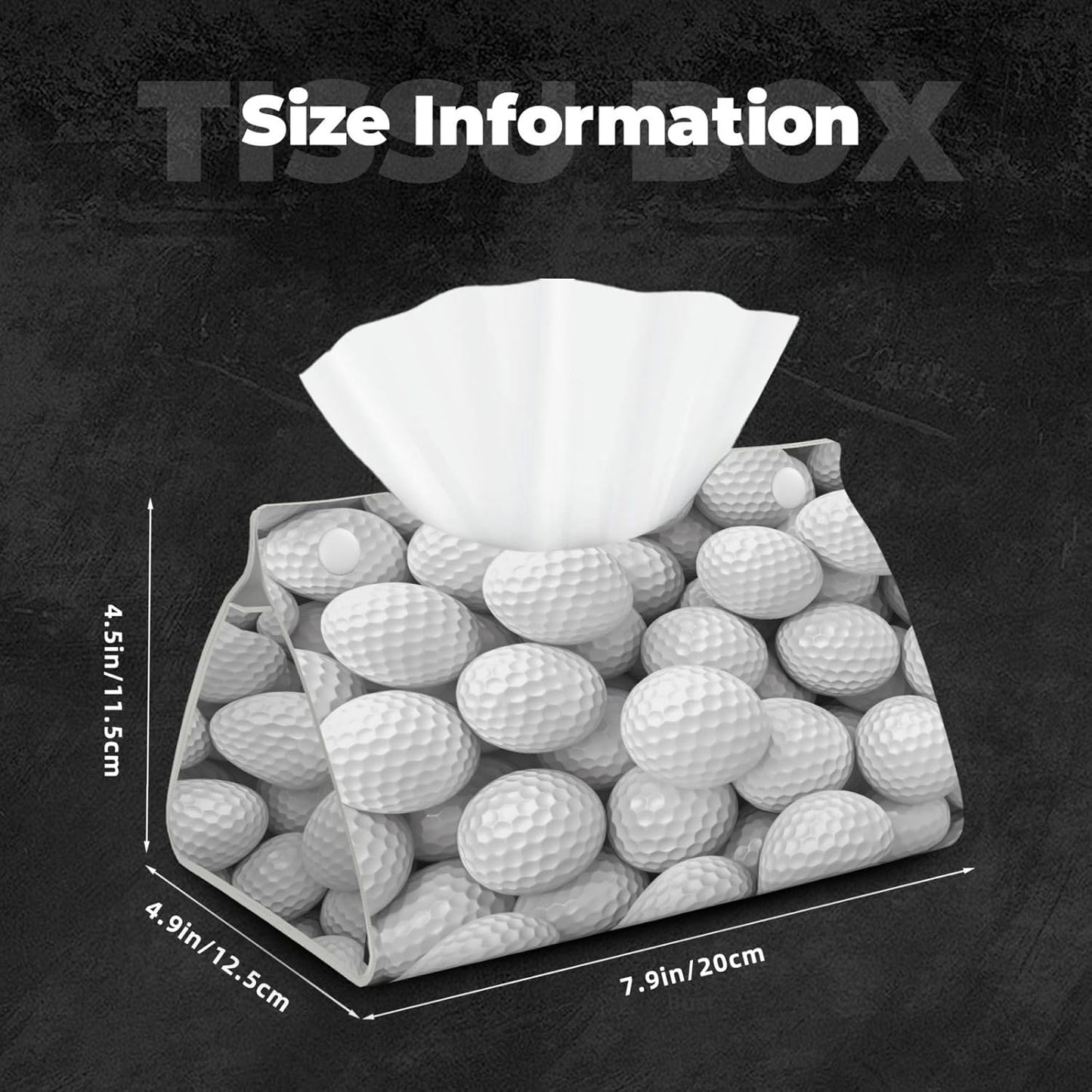 Tissue Box Cover Sport Golf Ball Rectangle PU Leather Tissue Box Holder for Car Bathroom Bedroom Desk Tabletop Decor