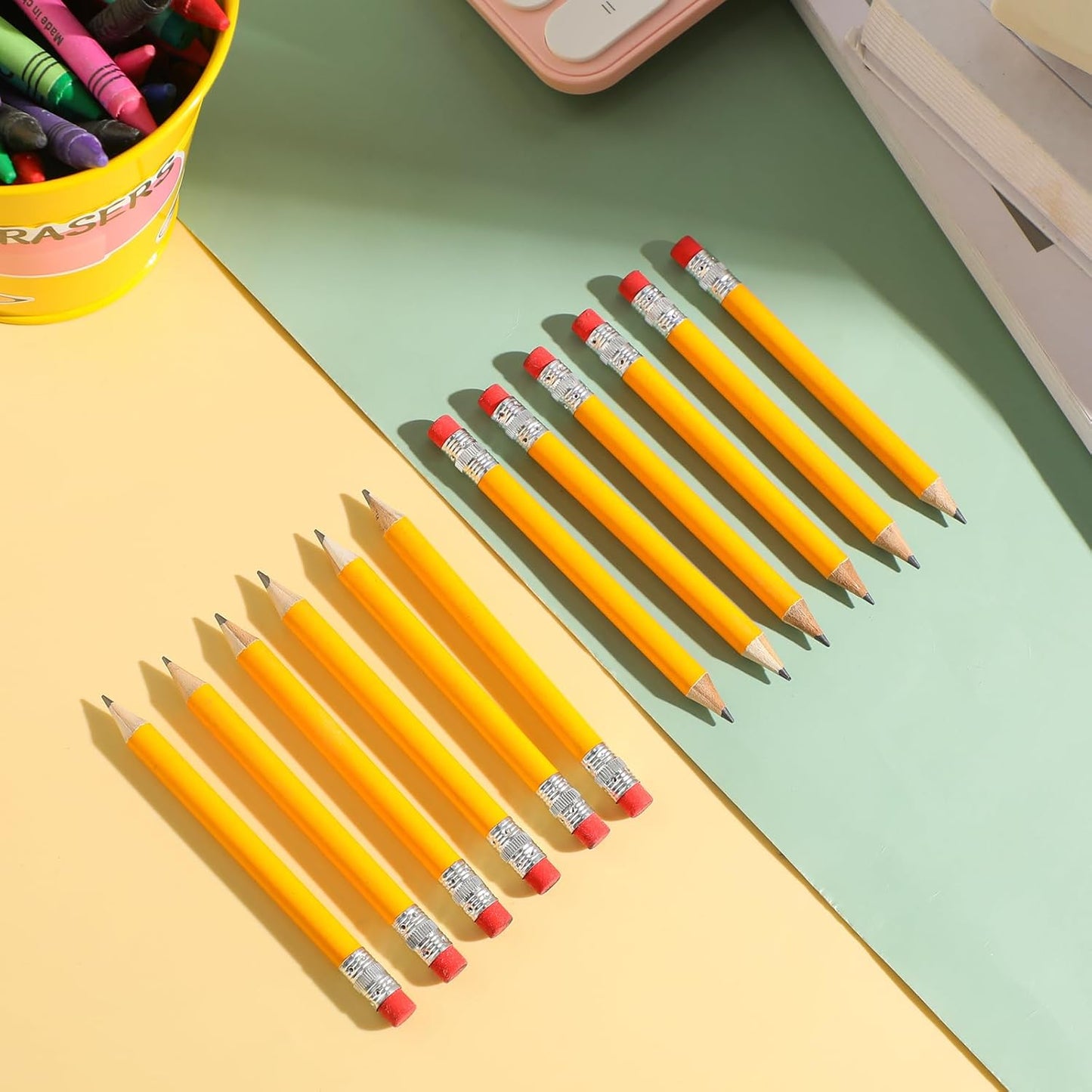 36 Pack Golf Pencils Bulk with Eraser Sharpener 432 Pcs Mini 2HB Pre-sharpened Yellow Half Pencils Short Pencil Operation Christmas Gift Basket Stuffers for Kids Party Favor Holiday Classroom