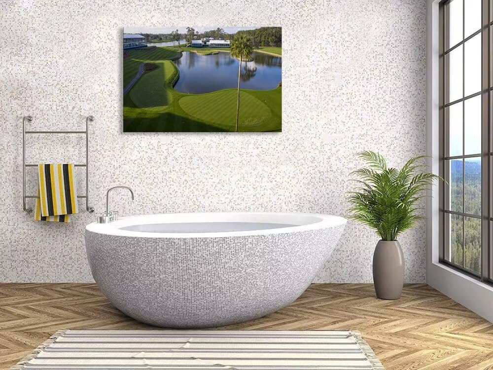 Florida Golf Course Wall Art for Living Room Bedroom Bathroom Home Decorations Golf Wall Decor Paintings TPC Sawgrass Golf Course Picture Poster Canvas Prints Framed Ready to Hang(24''H x 36''W)