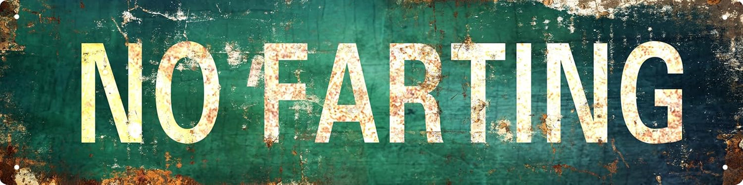 AWISZZZ Vintage Metal Tin Sign Retro No Farting Signs Stylish Wall Art Plaques for Home Decor Bathroom Kitchen House and Gothic Wall Decor or as a Unique Poster 16x4 in