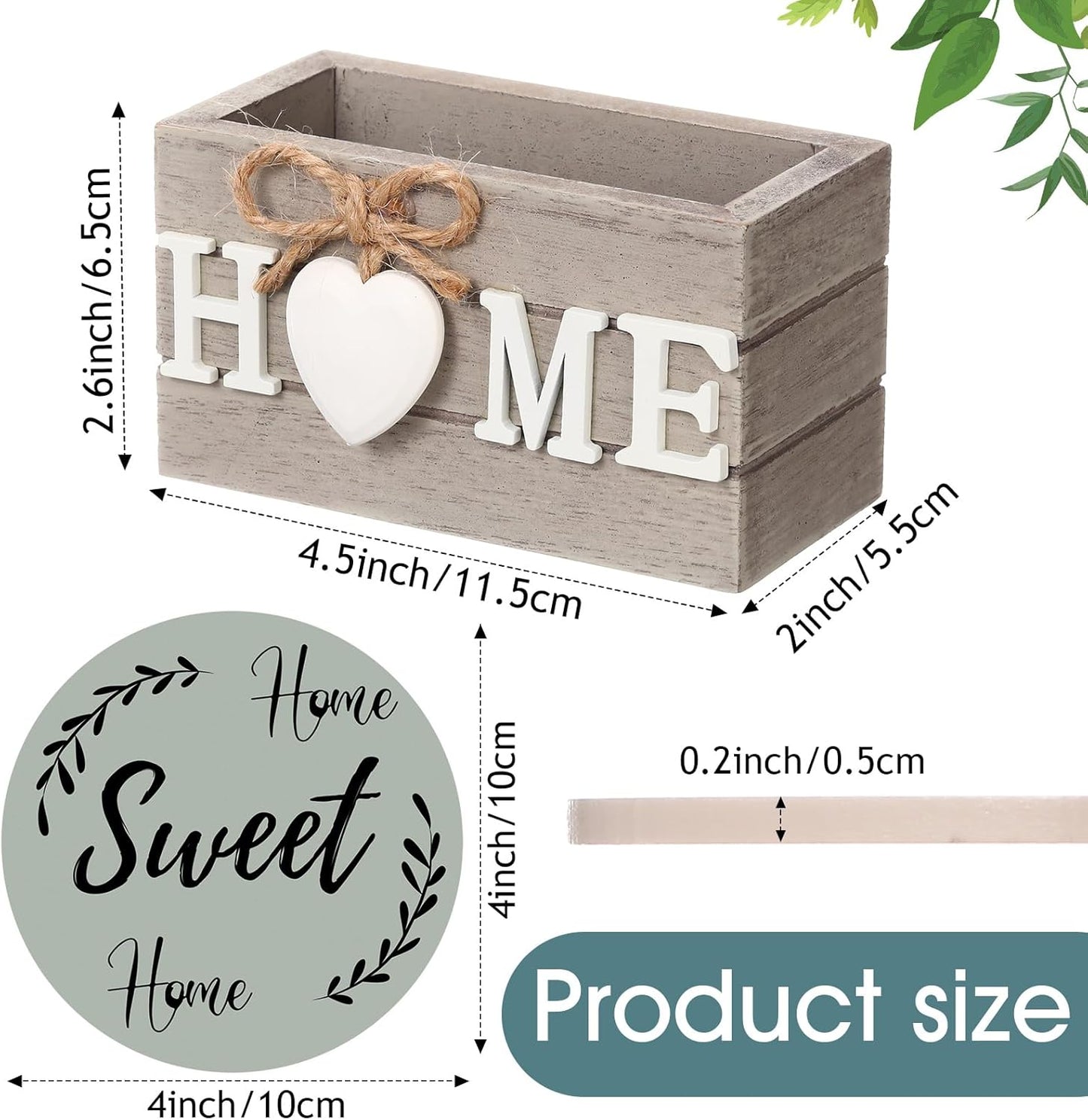 Queekay Housewarming Gifts for Home Decoration Wooden Heart Coasters for Drinks 6 Set Farmhouse Coasters with Holder Funny for Family Coffee Table Protection, 4''(Light Color)