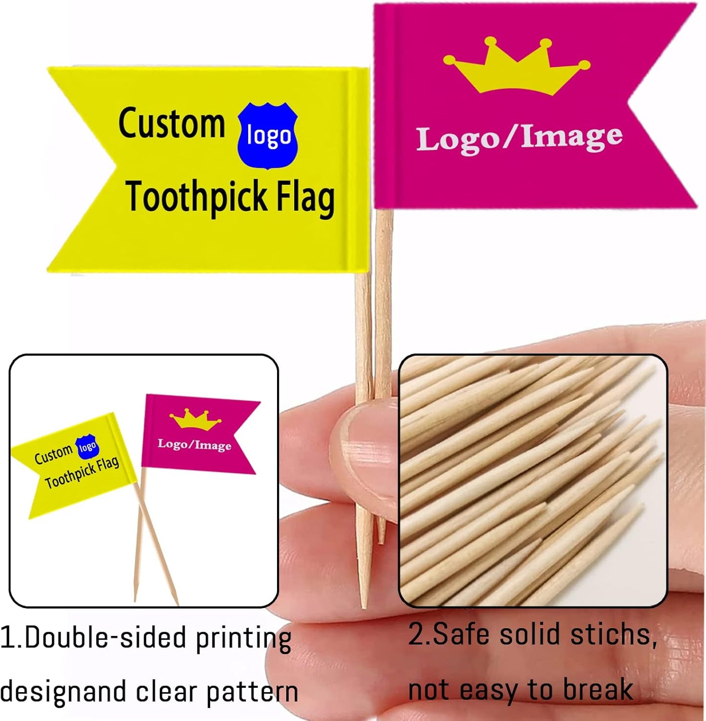 Custom Toothpick Flags with Logo/Photo 100Pcs, Personalized Cheese Markers for Hamburger Cupcakes Toppers Party Decoration Food Labeling -Swallowtail