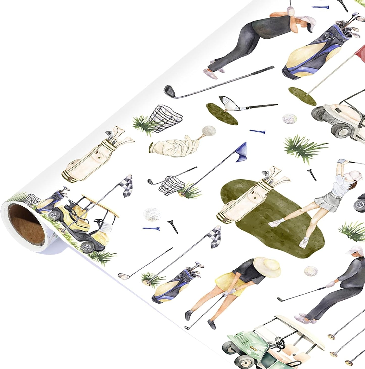 Golf Wrapping Paper Roll - Watercolor Golf Gift Wrap for Parties,Birthdays,Team Celebration - 17Inch x16.4Feet - Sports Wrapping Paper