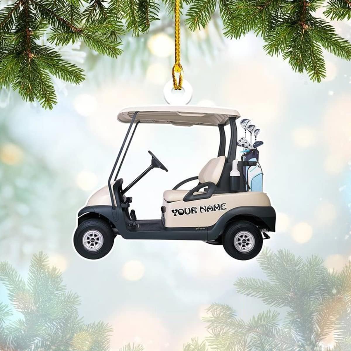 Personalized Golf Shaped Ornament, Gift for Golf Player, Gifts for Golf Lovers, Him, Her, Christmas Tree Decor, Home Décor, Golfing Cart Christmas Ornament, Idea 10