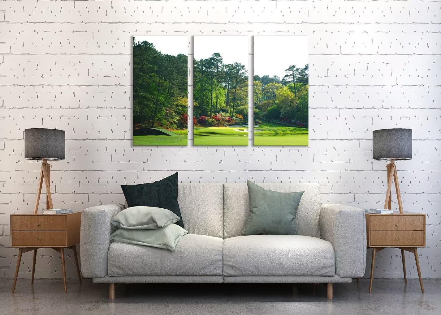 Augusta National Golf Course Wall Art for Living Room Bedroom Home Decoraitons USA Golf Course Pictures Posters Framed Artwork Canvas Prints Ready to Hang(12''W x 24''H x3)