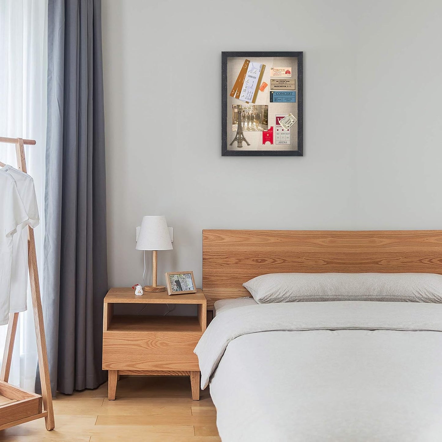 Love-KANKEI Shadow Box Frame 11x14 Shadow Box Display Case with Linen Back Rustic Wood Memory Box for Awards Medals Photos Pictures Gift Rustic Black