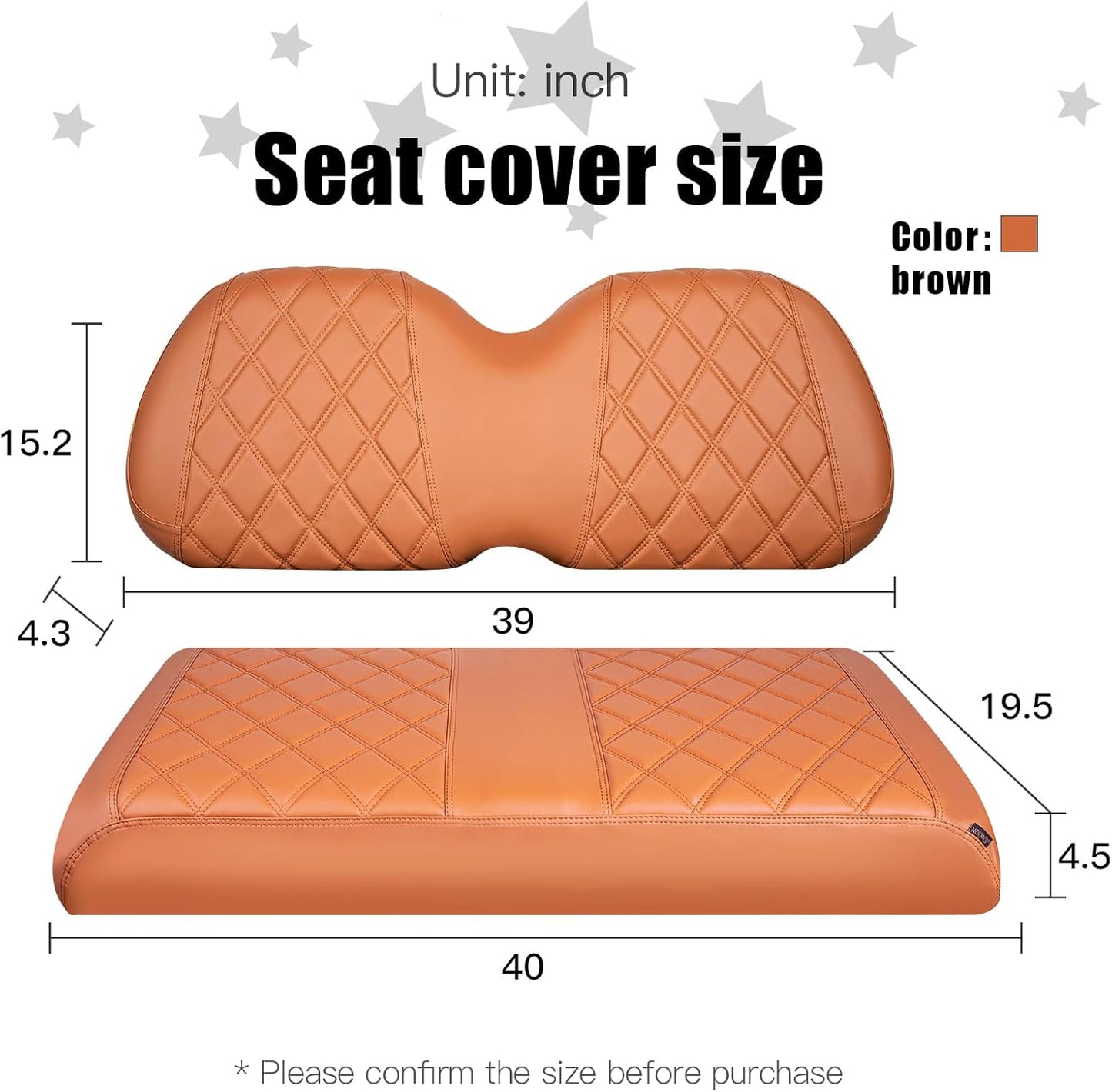 NOKINS Golf Cart Diamond Seat Covers Kit, Fit for Club Car Precedent OEM Standard Front Seat Cushion, Golf Cart Vinyl Seat Cover, No Nails Required