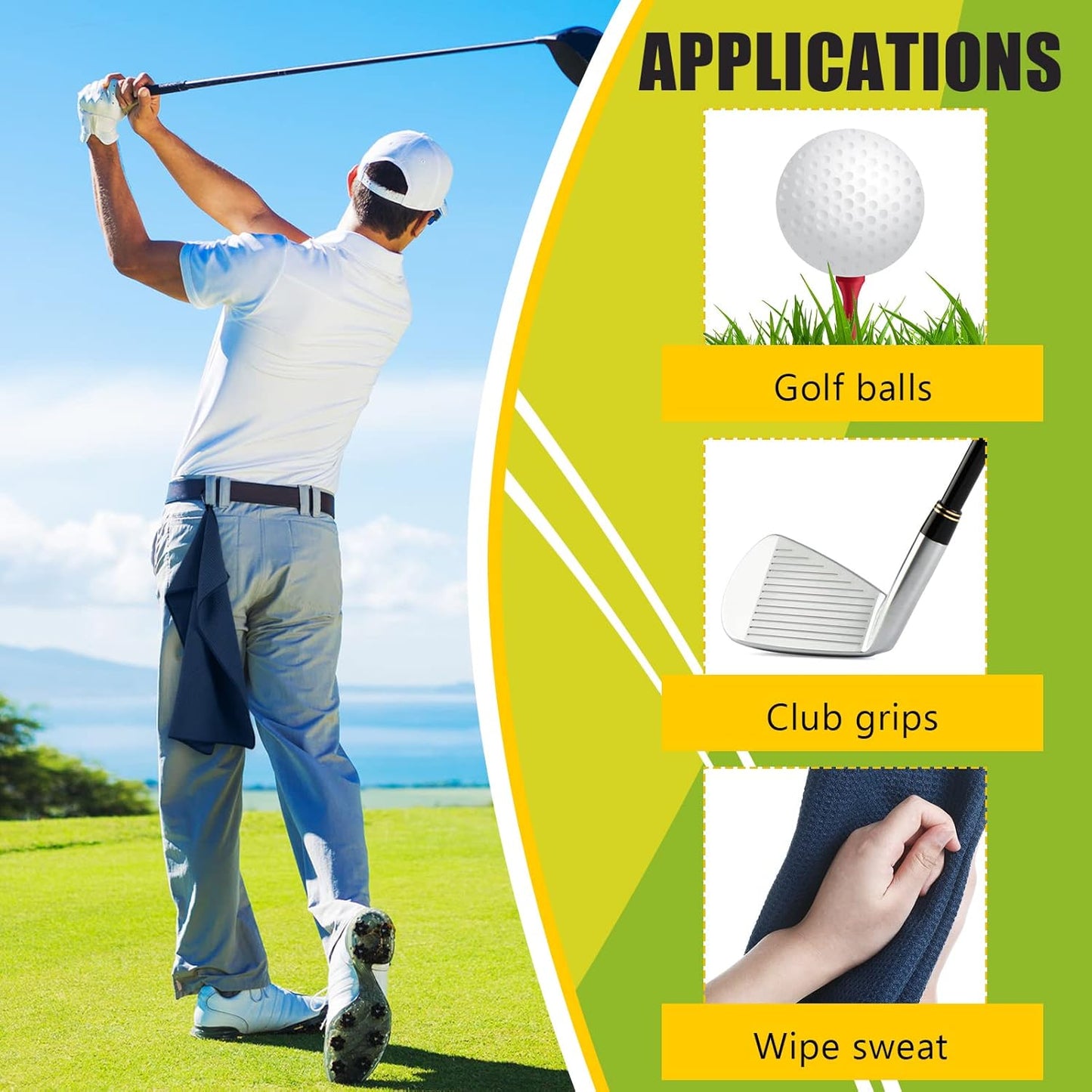 Cindeer 6 Pack Large Golf Towels, 16" x 24" Tri-fold Golf Towels, Microfiber Fabric Waffle Pattern Golfing Towel Portable with Heavy Duty Clip for Golfing Bag Remove Sand Dirt Mud Sweat(Dark Color)