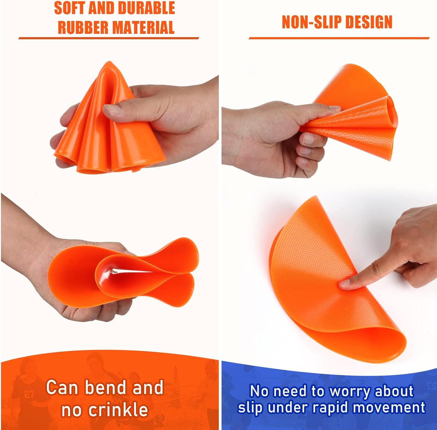 Poly Spots for Gym Floor 4.72inch 6inch 9 inch Poly Spot Markers, 60 Pcs Rubber Floor Dots Non Slip Flat Cones for Sports Soccer PE Training, Dance, Classroom Activities