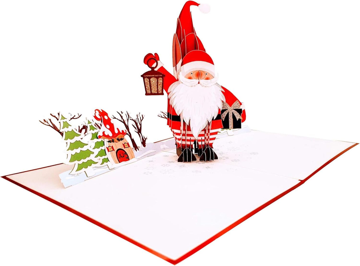 iGifts And Cards Santa’s Lantern of Joy 3D Pop-Up Christmas Card – Merry Holiday Greeting & Festive Centerpiece Gift for Family, Friends & Teachers – 6x8 with Envelope