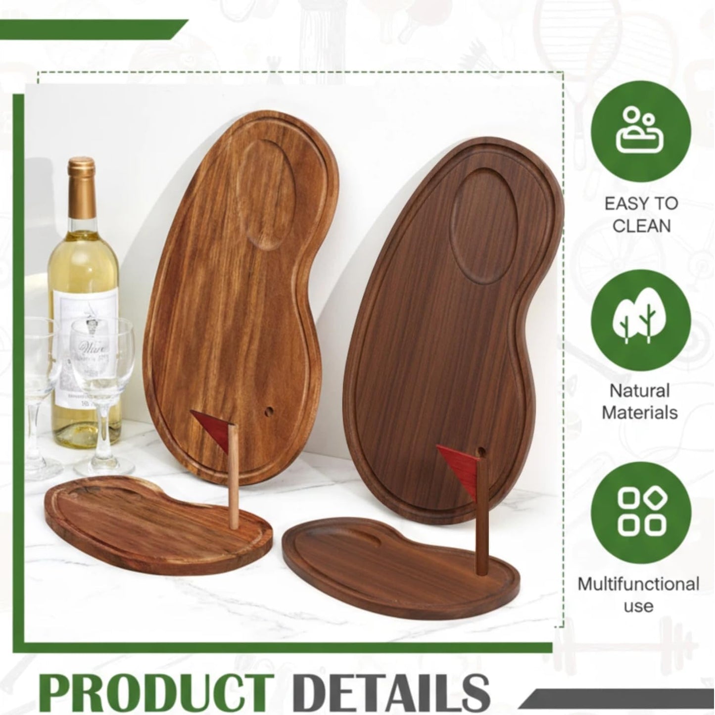 Golf Cheese Board Gift Set Golf Party Favor Prizes Charcuterie Wood Board with Knives and Box Father Day Gift for Dad Grandpa Party Tournament Game(Walnut,15 x 8.3 x 0.47 ")