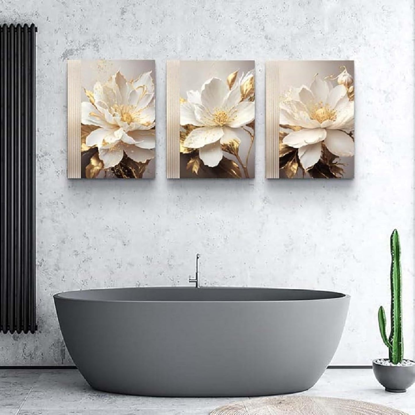 Yxbhhym Flower Canvas Wall Decor Living Room Bathroom Wall Art Paintings for Bedroom Wall Art Dining Room White Floral Picture Poster Artwork Modern Framed Art Prints 3 Piece Home Decorations