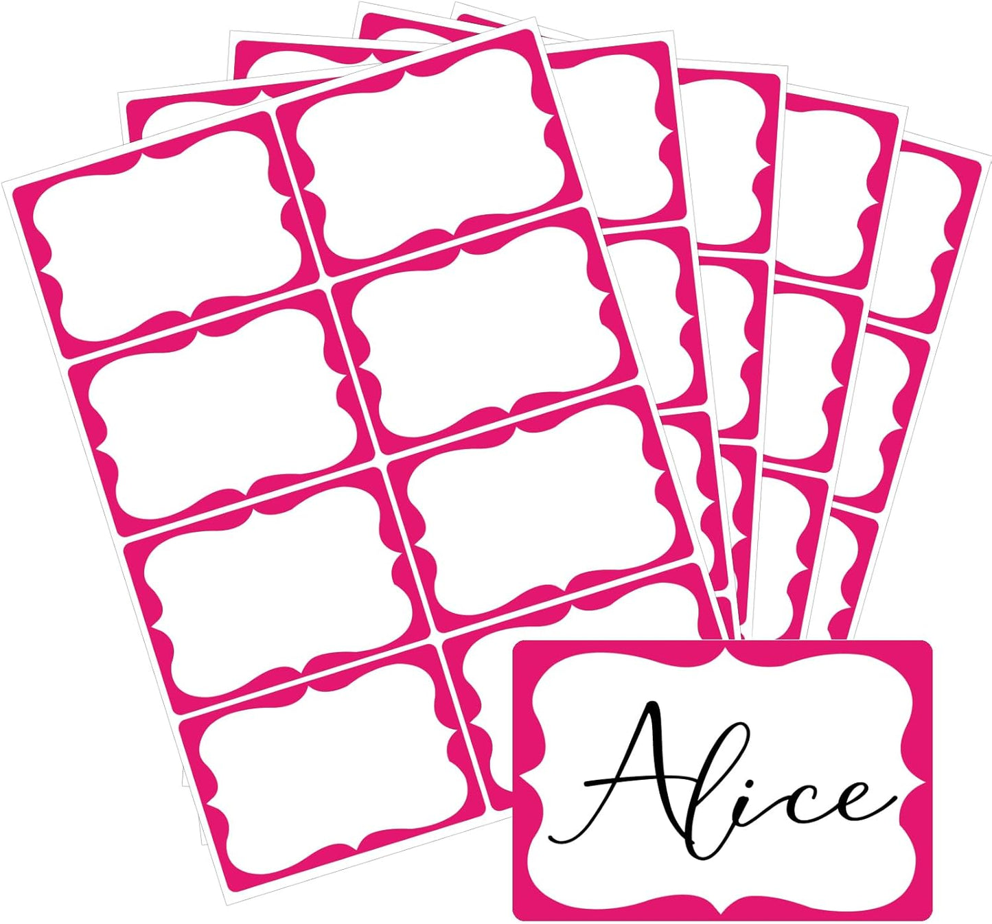 Pink Name Tags,2"x 3" Name Tag Stickers with Pink Border 200 Pcs Adhesive Name Tags Sticker Name Badges Labels for Valentine, School, Office, Home, Party, Conferences