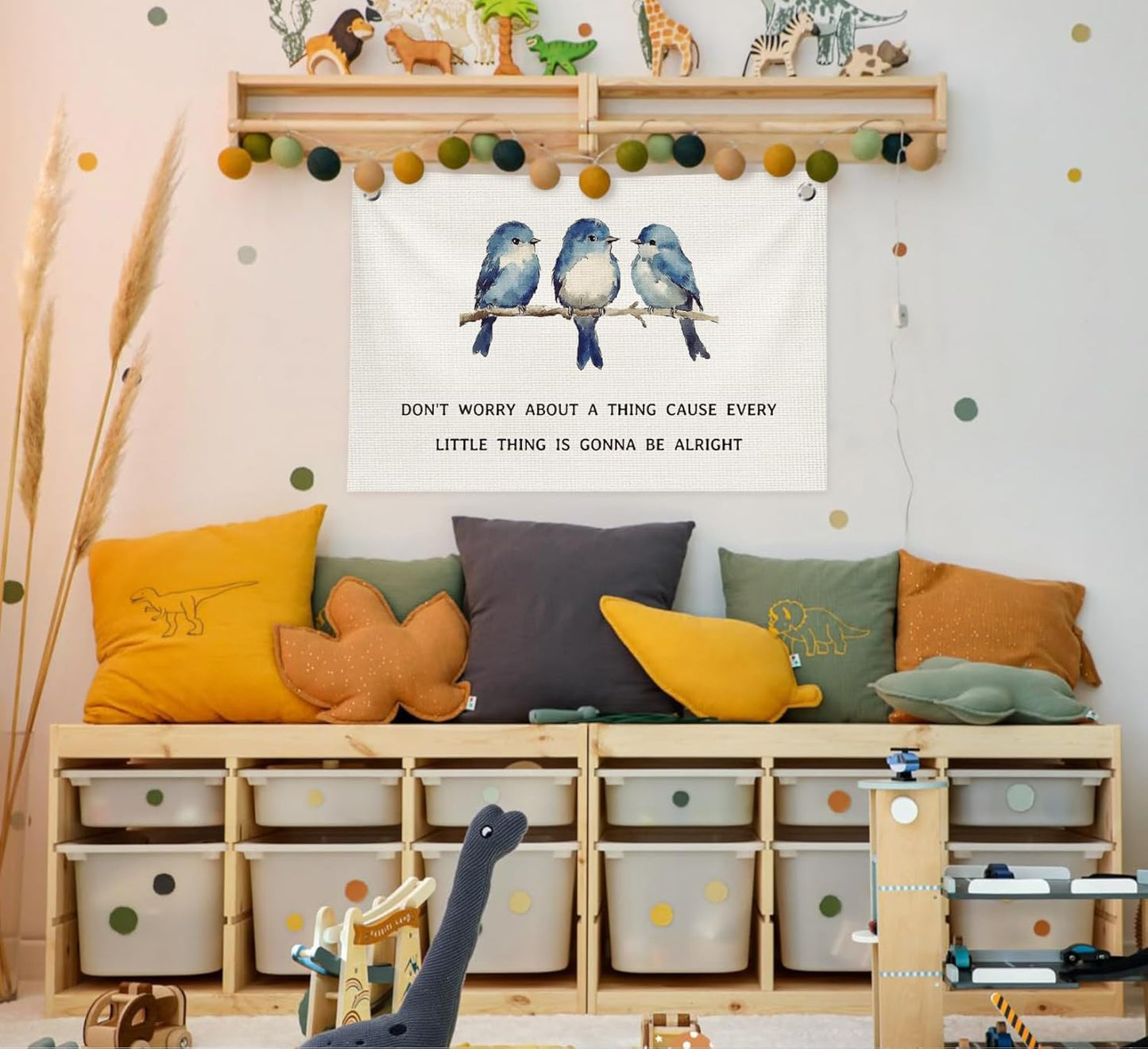 Positive Affirmations Wall Decor,Motivational Inspirational Wall Art,Every Little Thing Is Gonna Be Alright Canvas Banner Flags for Home Office Bedroom,30x20 Inch