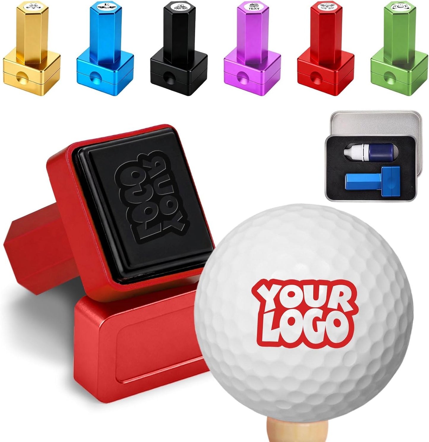 Personalized Custom Golf Ball Stamp Markers with Ink Customized Logo Monogram Name Golf Ball Stamper for Golfer Husband Boyfriend Dad Gift Reusable Your Own Golf Ball Stamps