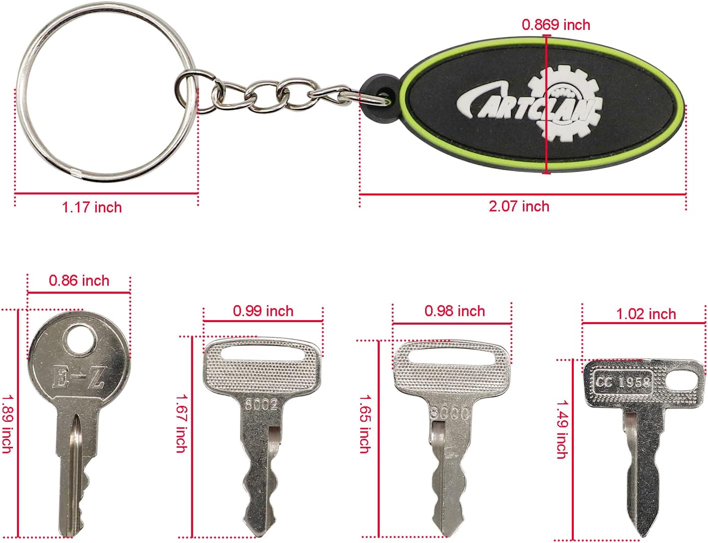 Golf Cart Keys Set (4PCS), Suitable for EZGO, Yamaha, Club Car, OEM#1012505 17063-G1 JU2-H2511-00 JU6-H2511-10