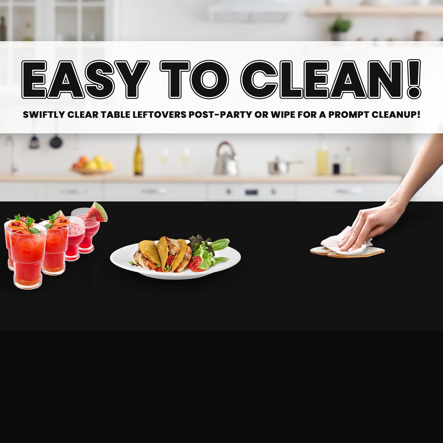 Grandipity 12 Pack Premium Disposable Plastic Tablecloth 54 Inch. x 108 Inch. Decorative Rectangle Table Cover - Black