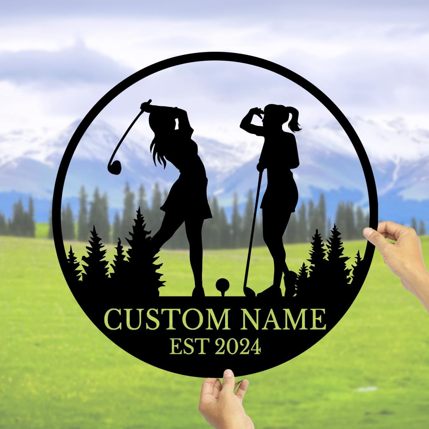 Personalized Custom Crossed Golf Metal Wall Art,Personalized Golfer Name Sign Decoration For Room,Hole Golf Club Decoration (Golf B)