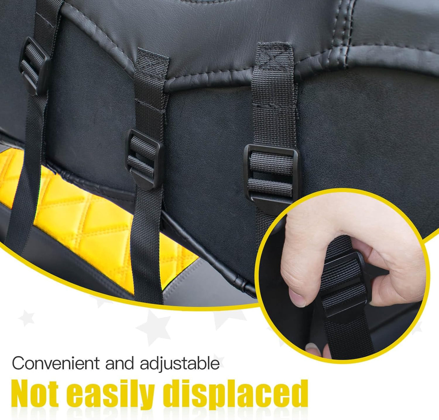 NOKINS Golf Cart Seat Covers Fit Club Car Precedent/DS/EZGO RXV/TXT/Yamaha Drive Aftermarket Standard Rear Seat Cushion, No Stapler, Multiple Colors&Breathable (Yellow&Black)