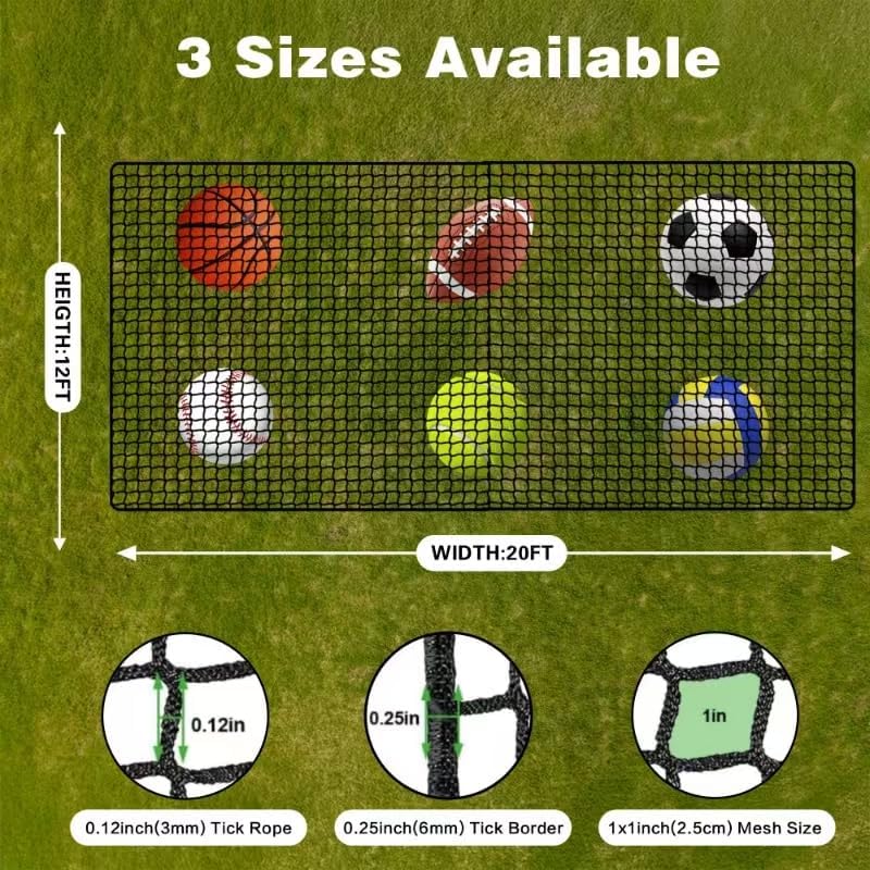 Golf Net, 12X12ft /12X15ft/12X20ft Golf Practice Net Sports Practice Barrier Net for Baseball, Hockey, Soccer, Netting for Garage, Backyard, Indoor Outdoor Sports Netting
