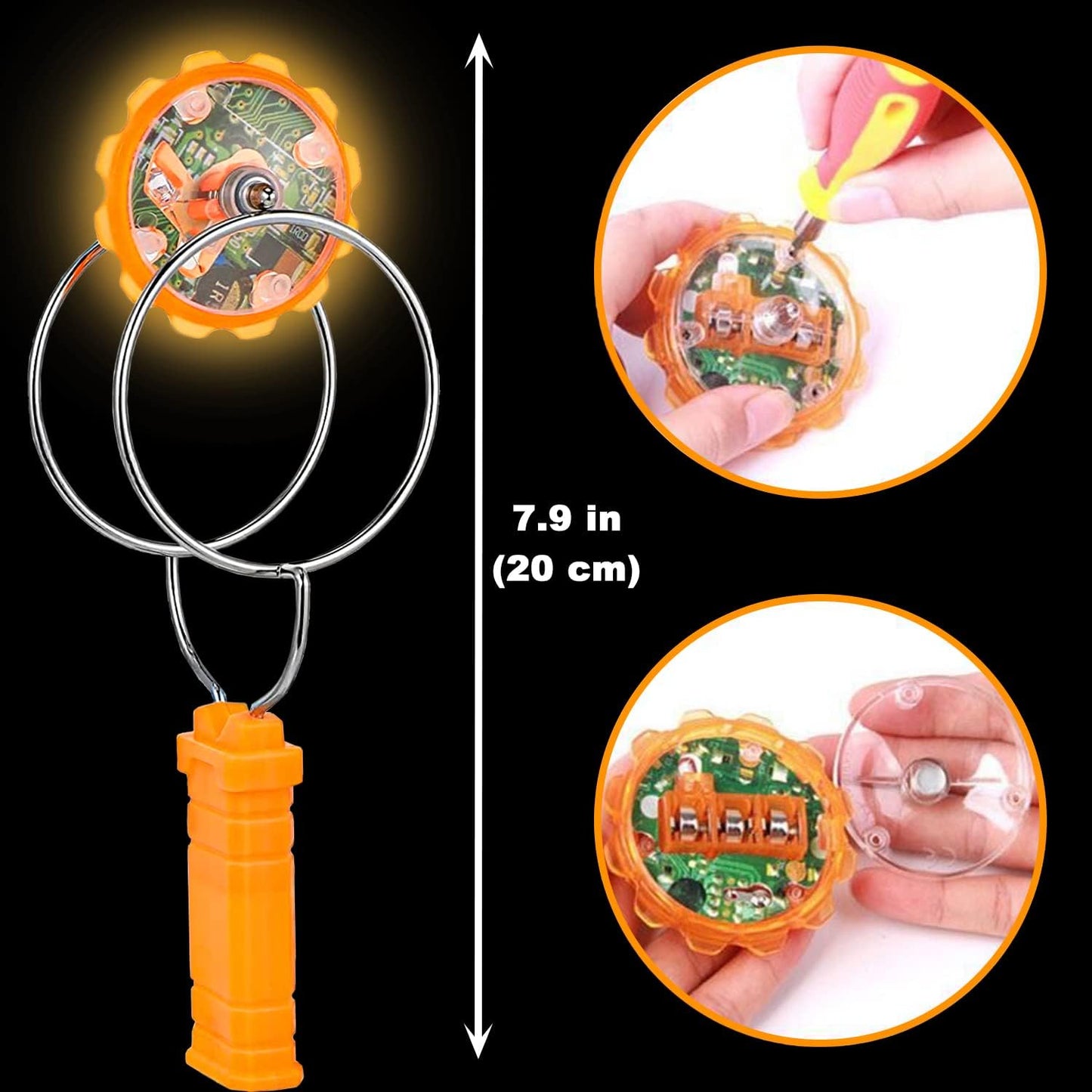 Jishi Light Up Gyro Wheel 3pk Magic Rail Twirler Toy Gifts for Kids Stocking Stuffers for Boys 8-12, Magnetic Yoyo Spinner Sensory Fidget Toys for Kids Ages 3-5 4-8-12 Year Old Boys Girls Teens Adults