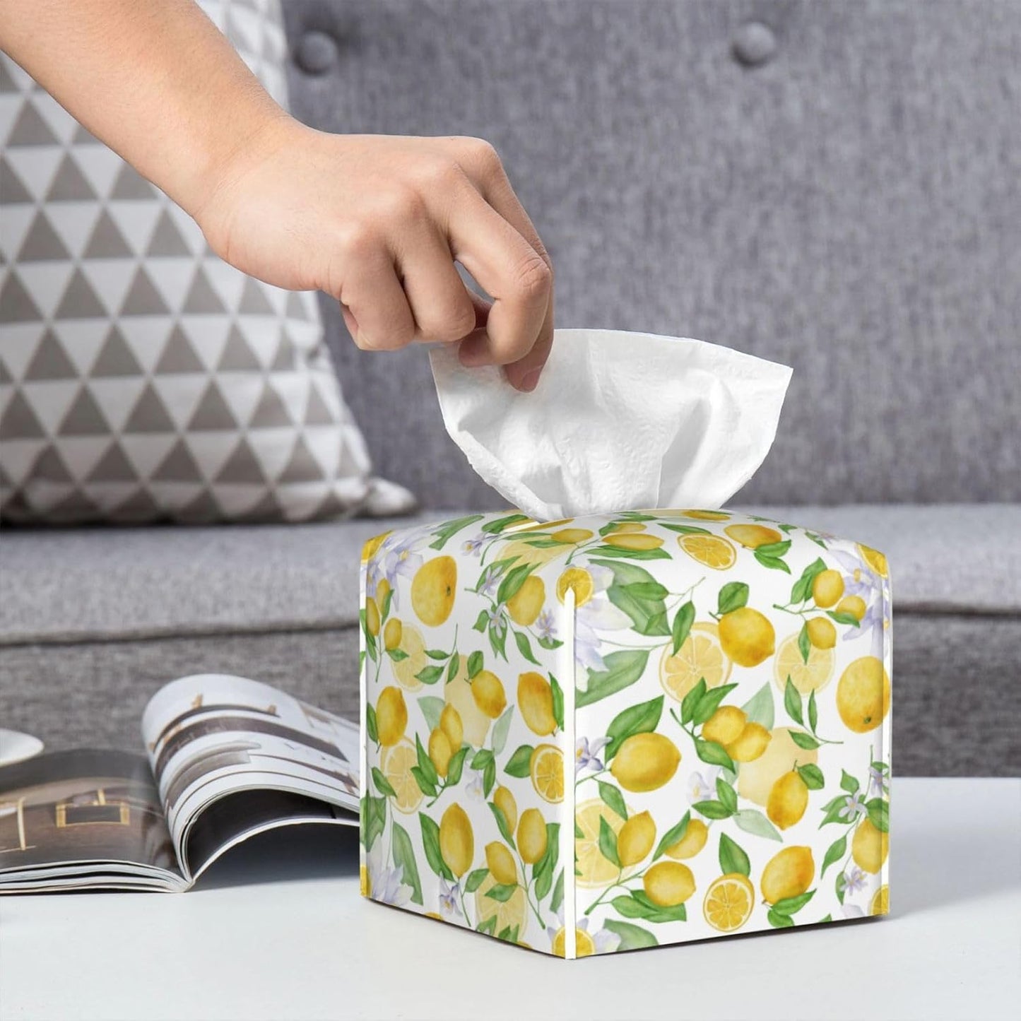 Lemon Tissue Box Cover Tissue Holder, Tissue Case, Kitchen Desktop Home Decorative Tissue Box Home Office Desk Car Decor
