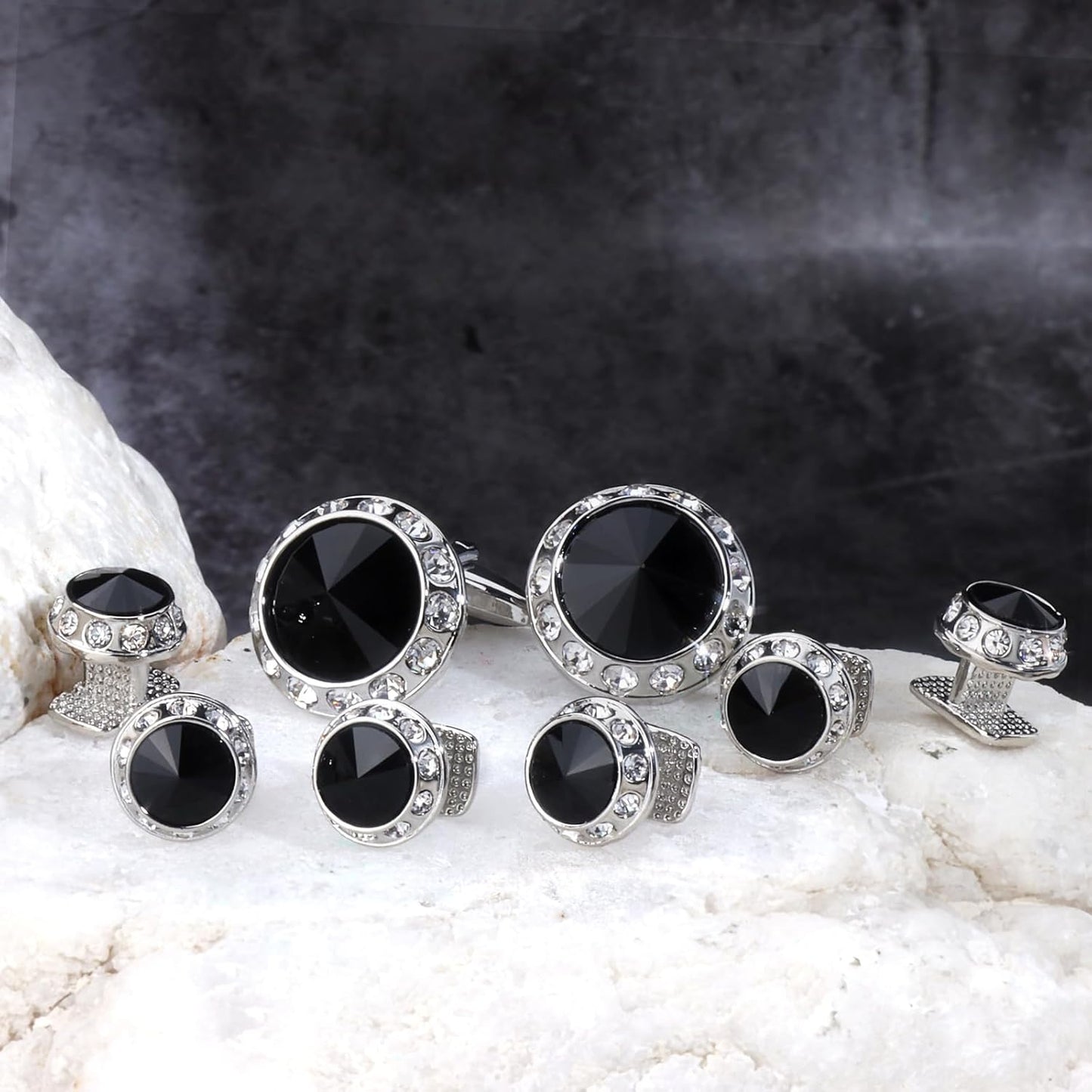 HAWSON Birthstone Tuxedo Studs and Cufflinks Set for Men's Suit Tuxedo Formal Dress Shirt Wedding Business Party Accessories