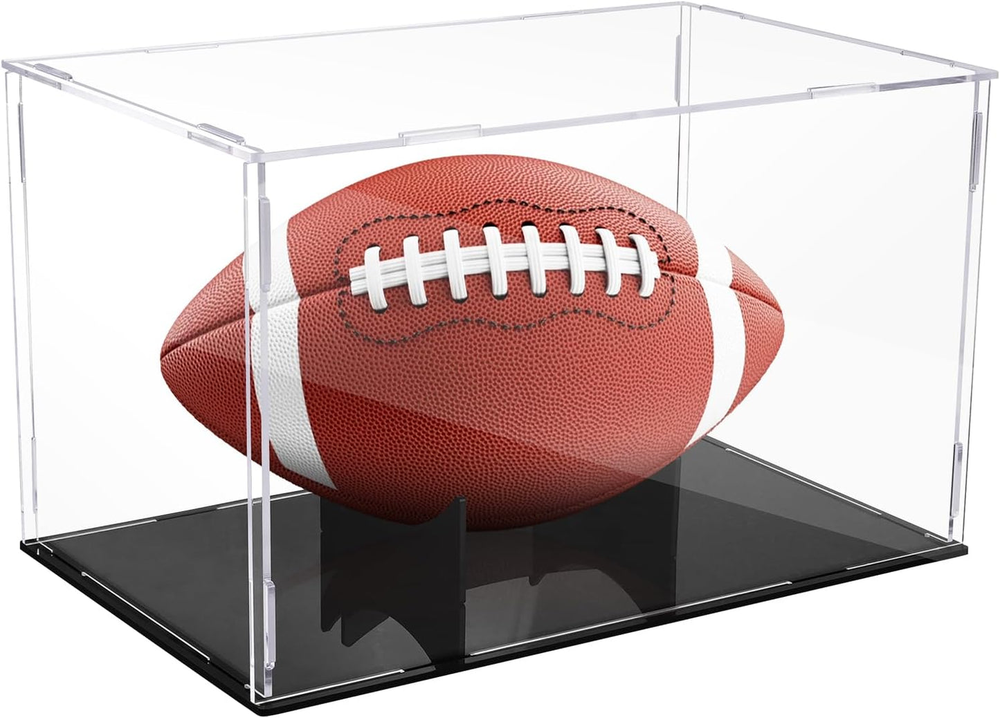 Football Display Case Full Size，Memorabilia Display Box Cases for Football，Acrylic Clear Box with Wood Stand Solid Base (Portable Assembly of Acrylic)