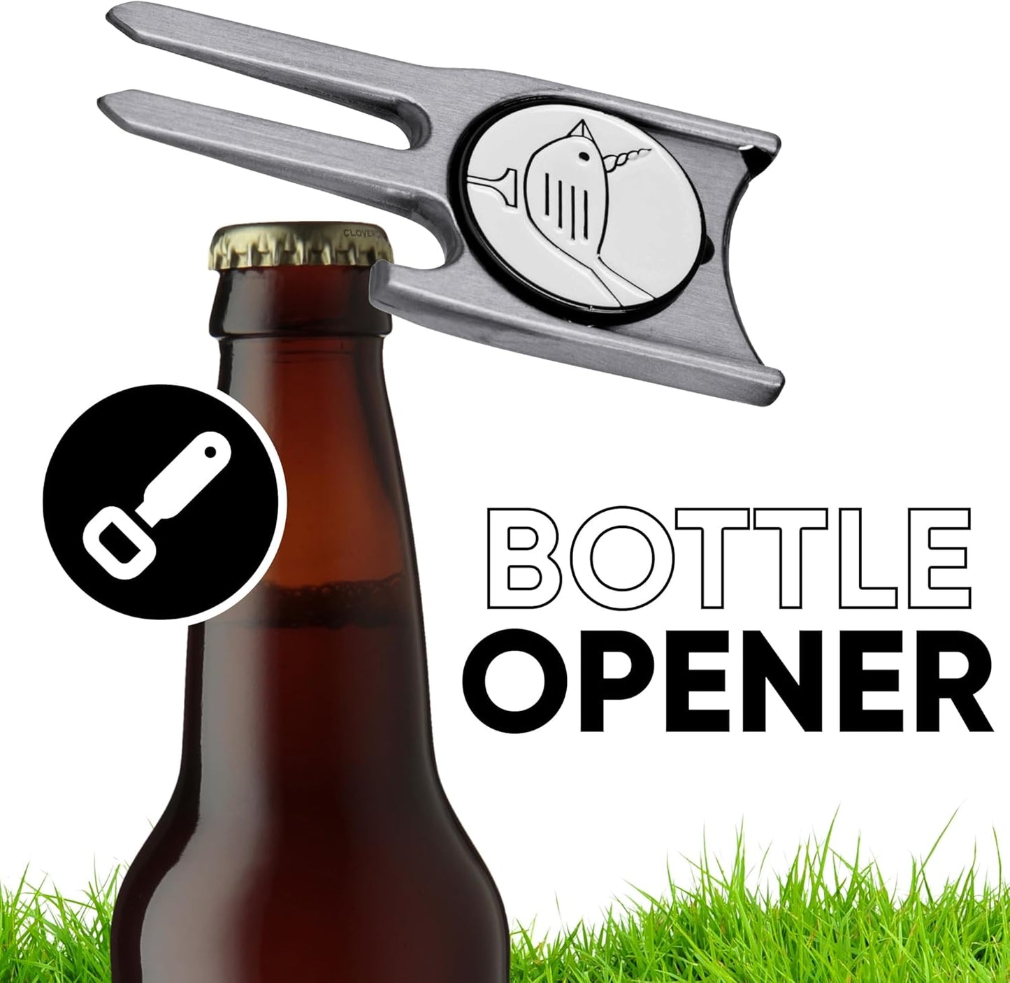 Birdicorn Golf Divot Repair Tool & Golf Ball Marker 6-in-1 Golf Divot Tool