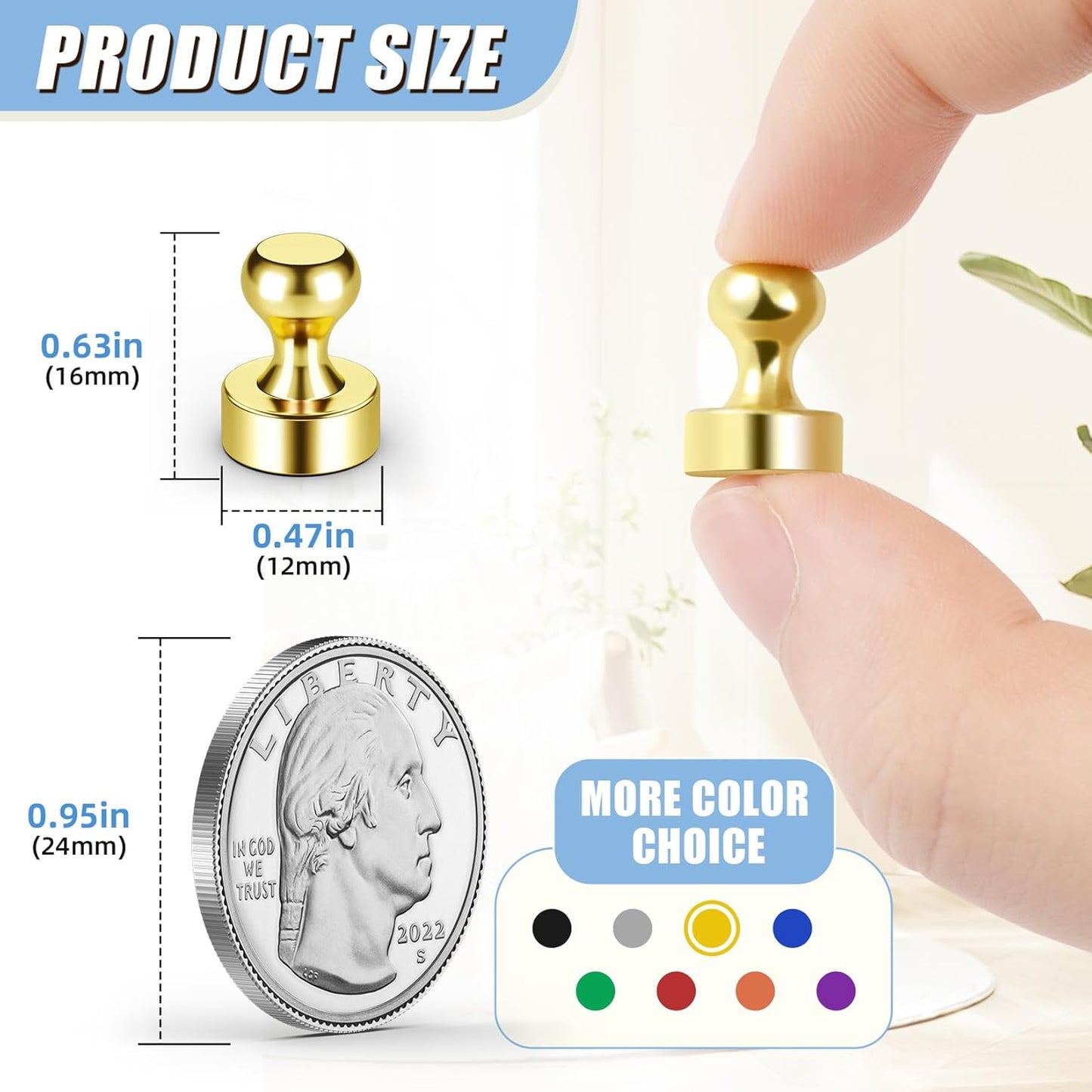 FINDMAG 30 Pack Refrigerator Magnet, Strong Magnets for Fridge, Small Magnet Neodynium Magnets for Kitchen, Craft, School, DIY (Gold)