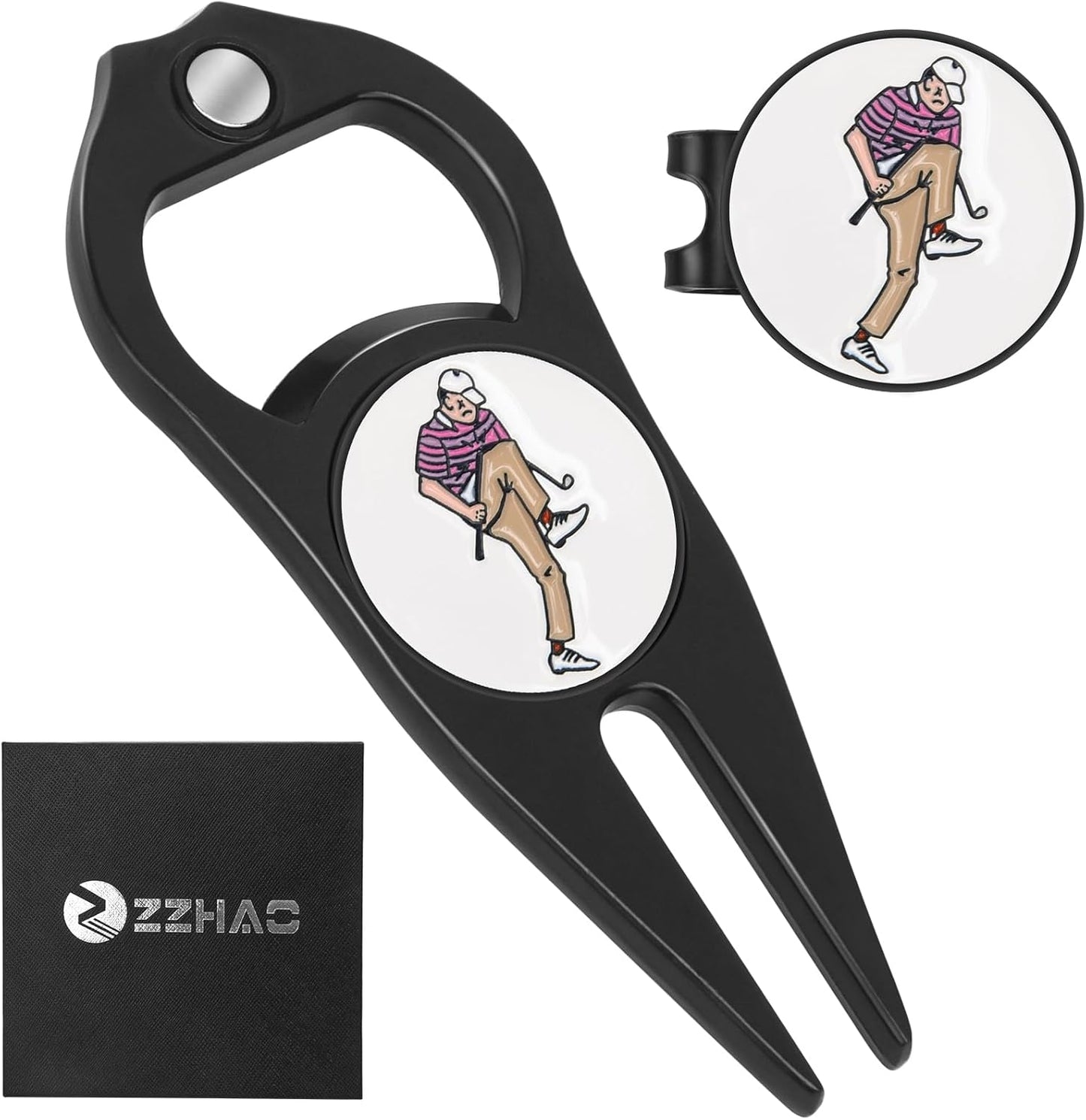 ZZHAO Golf Divot Tool and Golf Ball Marker, Divot Repair Tool，Golf Accessories for Men, Funny Gifts for Men, Tools for Men