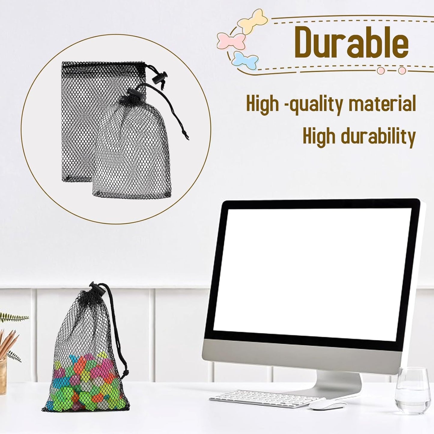 Sliverdew 10PCS Small Mesh Bags Drawstring Black Mesh Drawstring Bag Mini Nylon Net Bag with Drawstrings Small Travel Stuff Bags 6 x 4 inch