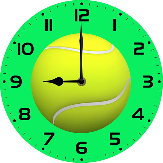 Soliyoahee Tennis Clock Round Wooden Wall Clock Home Decor Silent No Tick Battery Powered for Living Room Bedroom Kitchen Bathroom 10inch