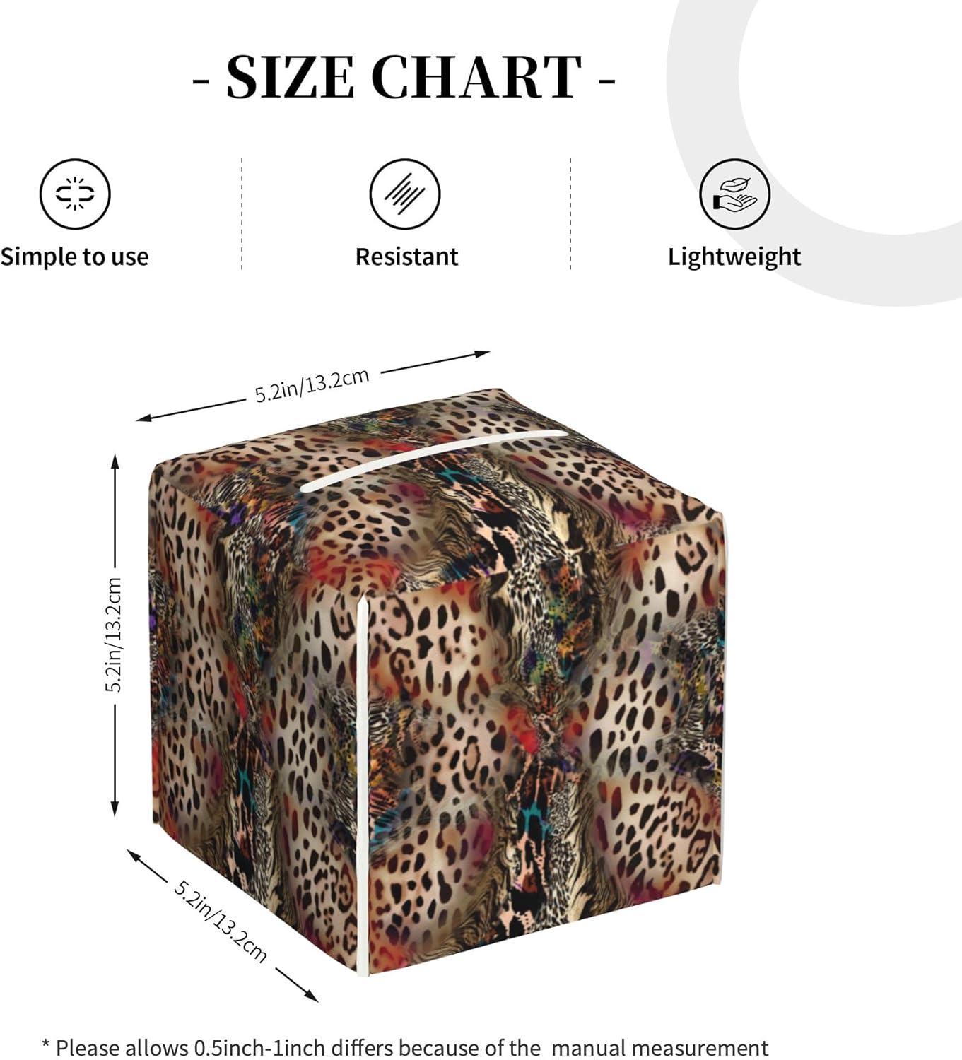 Leather Tissue Box Holder African Animal Leopard Print Tissue Box Cover Square Waterproof Tissue Holder Organizer Modern Napkin Holder for Bedroom Dresser Night Stand Office Desk