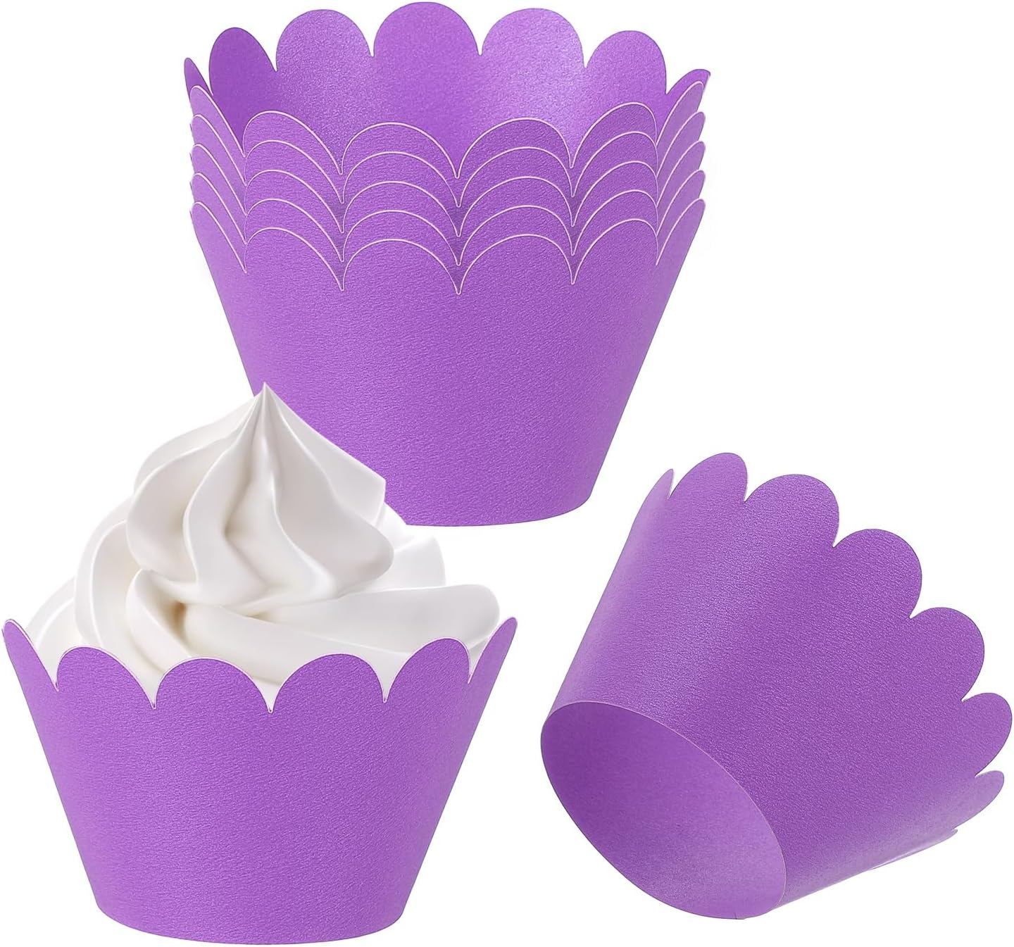 PATIKIL Cupcake Wrappers Paper, 50 Pack Baking Cups Standard Wave Decoration for Anniversary Birthday Weddings Parties, Dark Purple