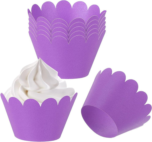 PATIKIL Cupcake Wrappers Paper, 50 Pack Baking Cups Standard Wave Decoration for Anniversary Birthday Weddings Parties, Dark Purple