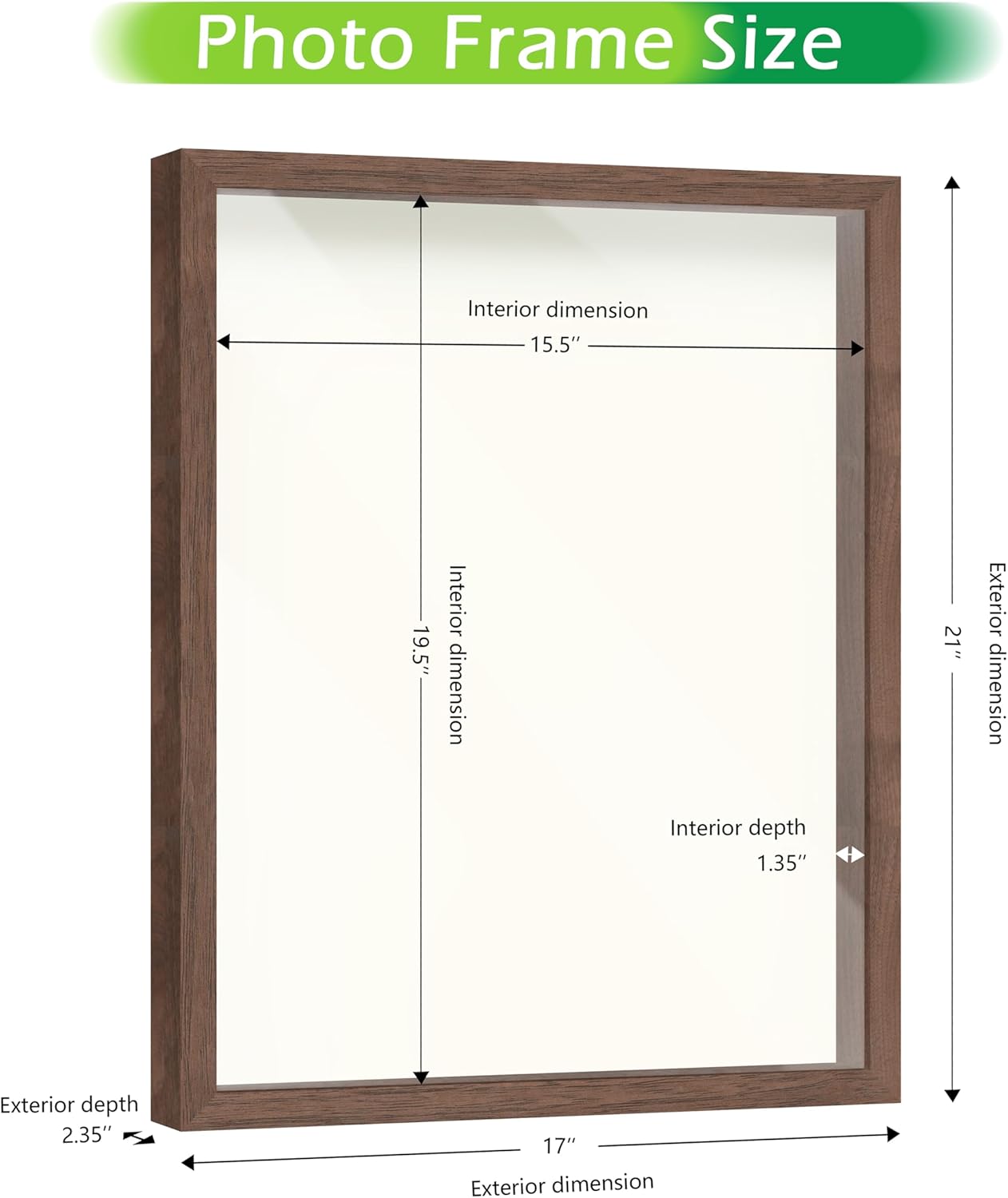 FrameWorks 16" x 20" Original Dark Oak Wooden Shadow Box Frame – Soft Felt Back, Tempered Glass, and Included Elegant White Ball Push Pins