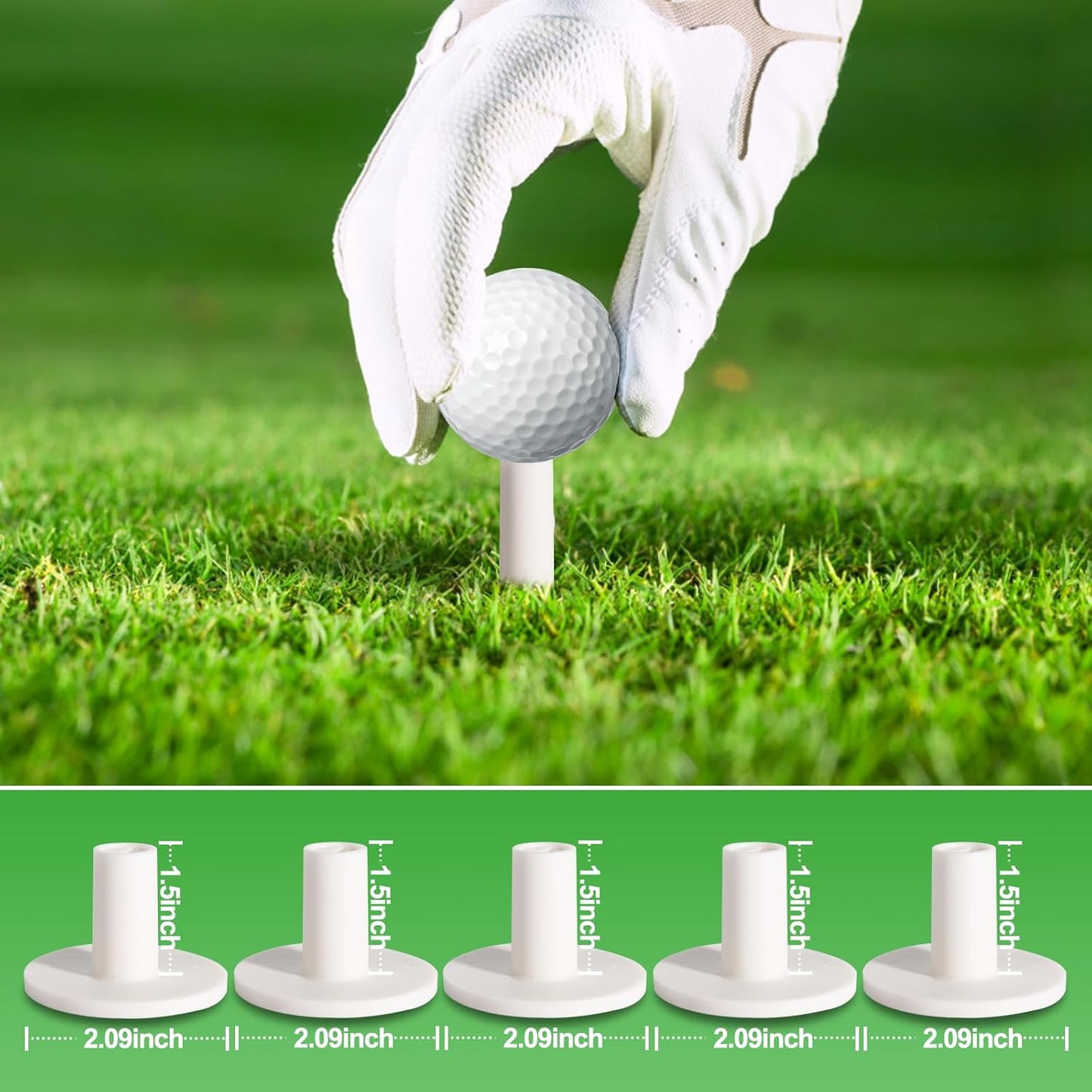 Rubber Golf Tees for Mats Adjustable Height Golf Simulator Tees, Indoor Outdoor Practice, Non-Slip Golf Mat Tees with Holder, Compatible with Driving Range & Golf Simulators