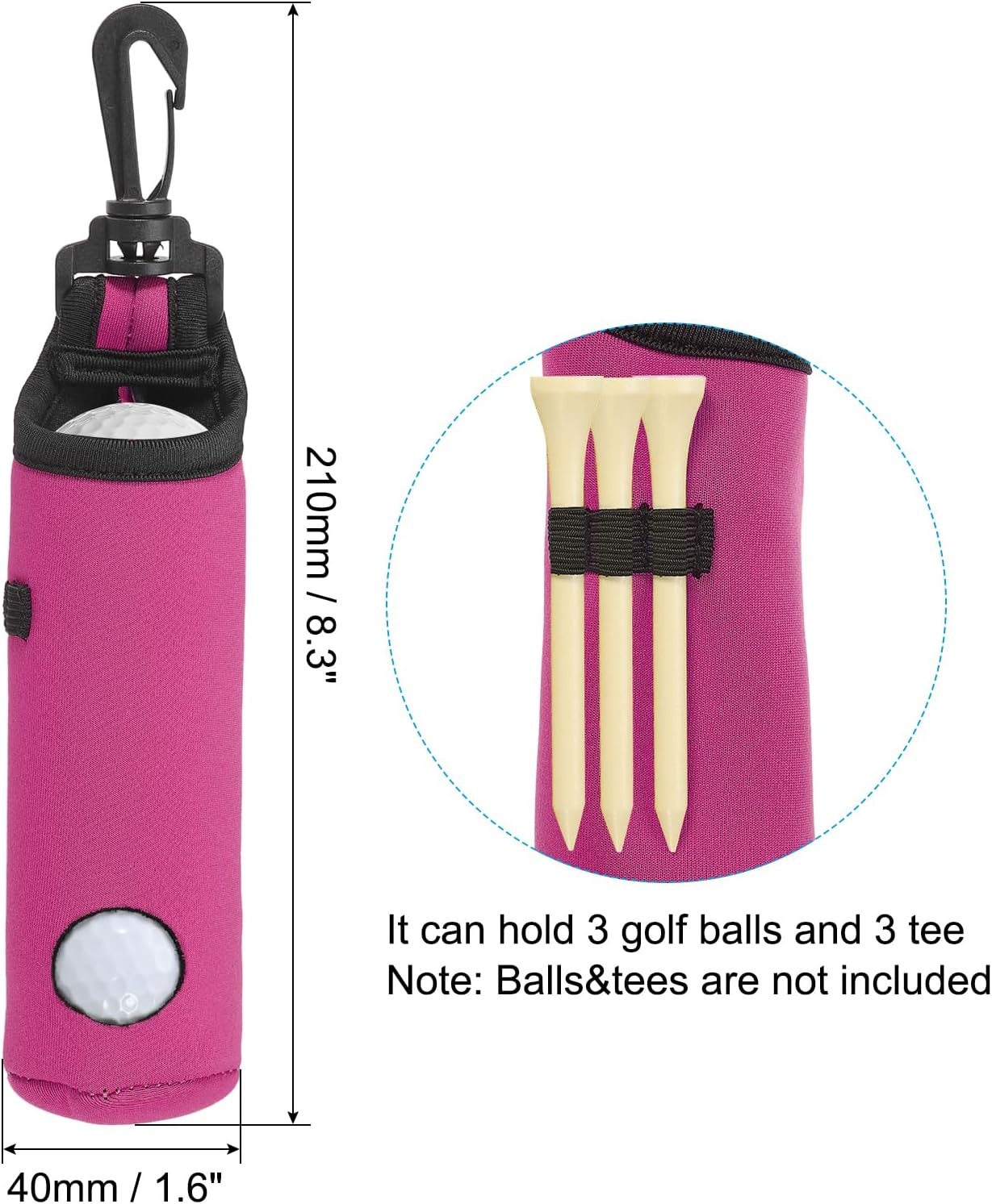 PATIKIL Golf Ball Carry Bag, Golf Tee Holder Pouch Portable Neoprene Golf Ball Holder with Clip for Men and Women Storage Gifts