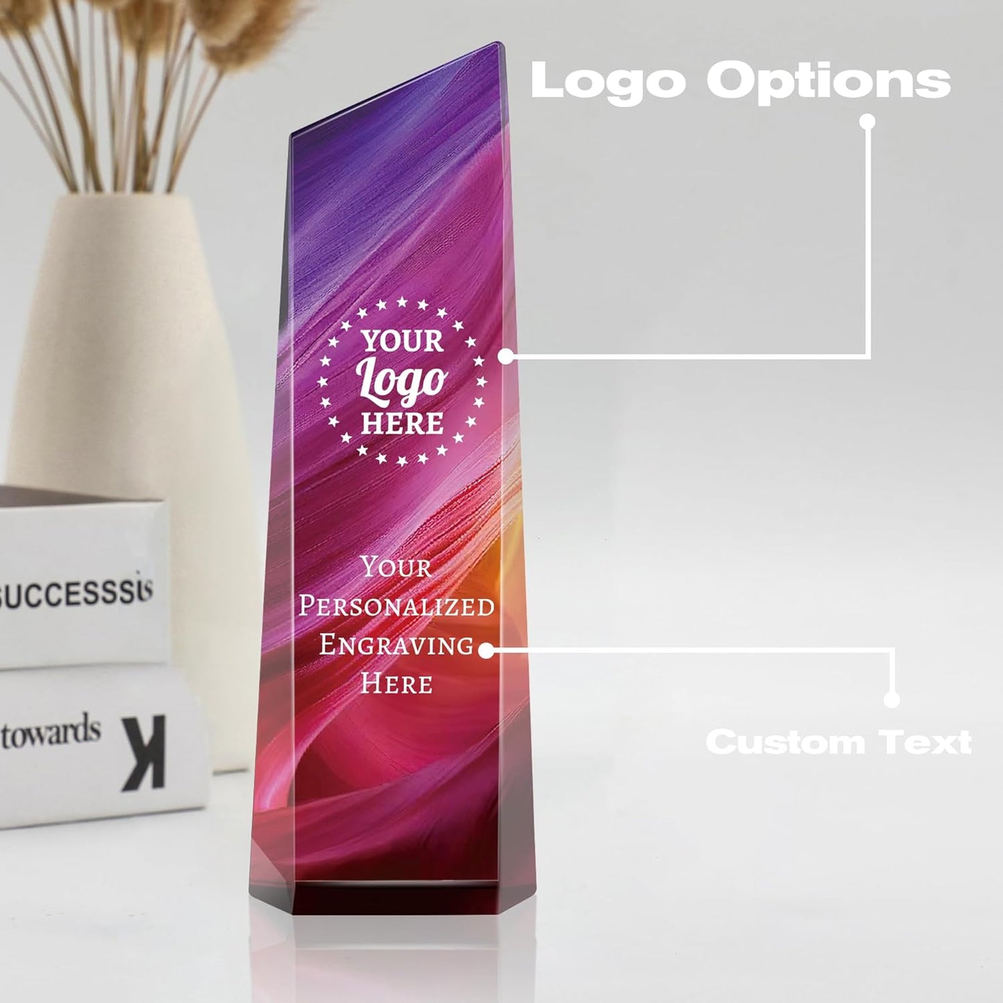 Personalized Crystal Trophy Award - Award for Employees- Plaques Custom Engraved- Coworker Gift,Employee Appreciation Gift,Ideal for Business Events and Occasions (Custom Logo/Engraved)