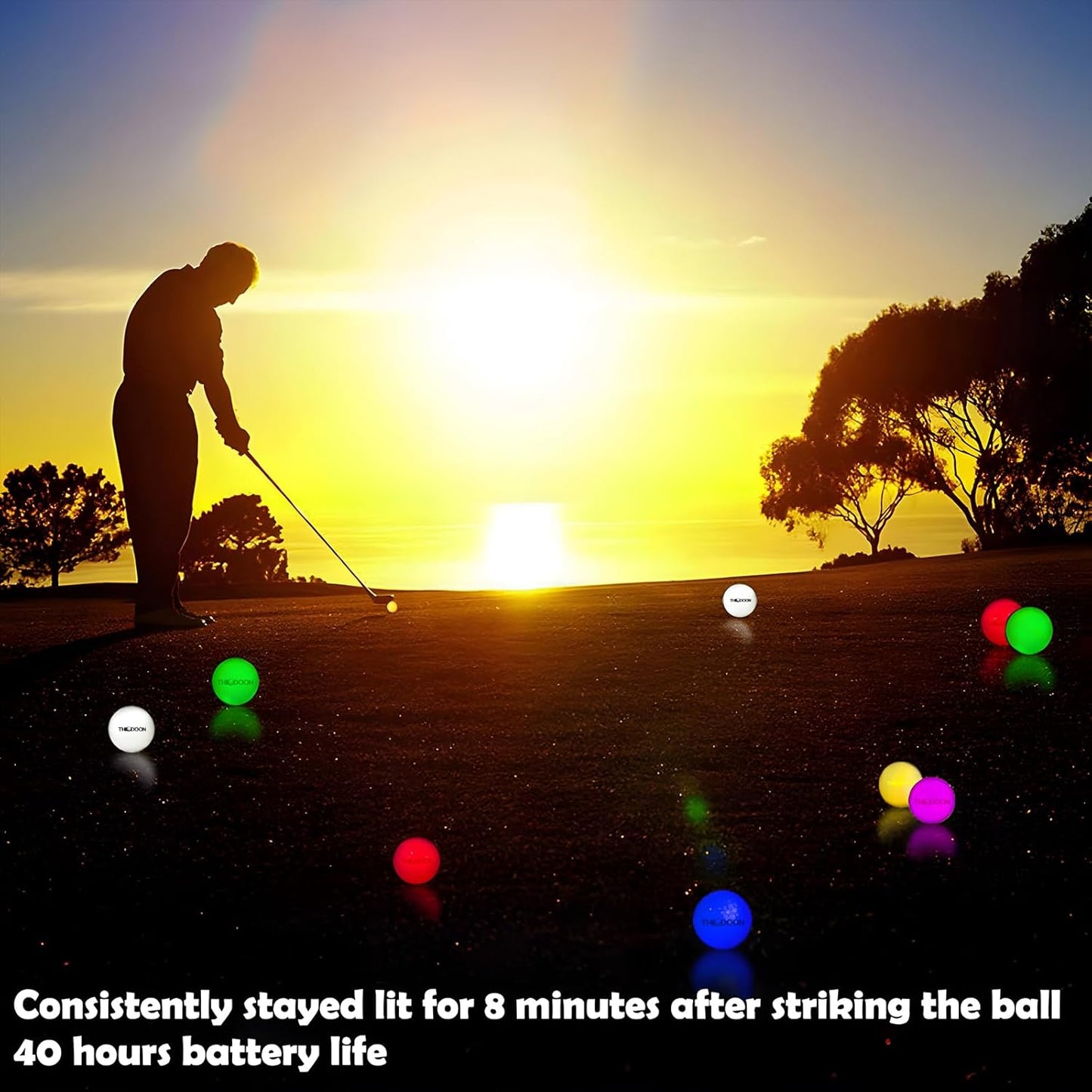 THIODOON Glow in The Dark Golf Balls Light up Night Led Golf Balls Gift Sets for Men Kids Women