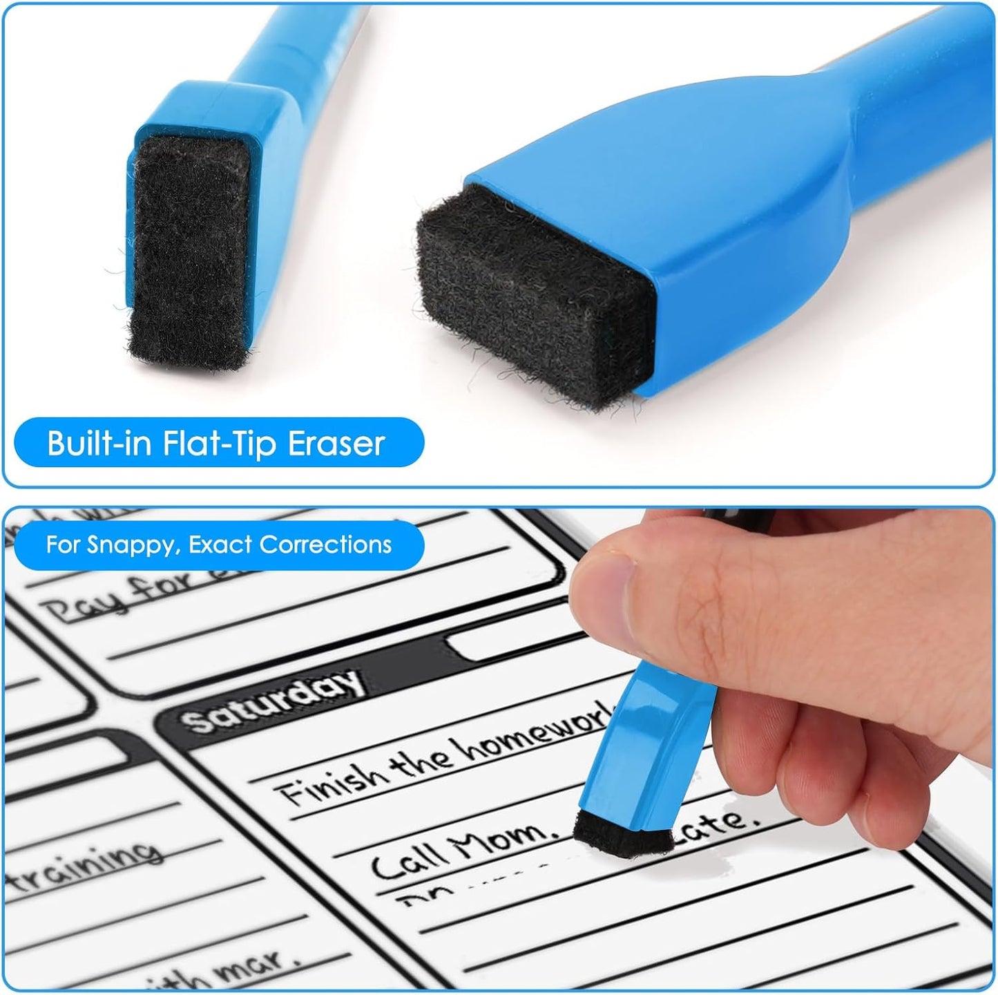 maxtek Magnetic Whiteboard Markers - 12 Count Colorful Fine Tip Dry Erase Markers with Eraser for Kids, Low Odor Thin Markers for Calendar Boards